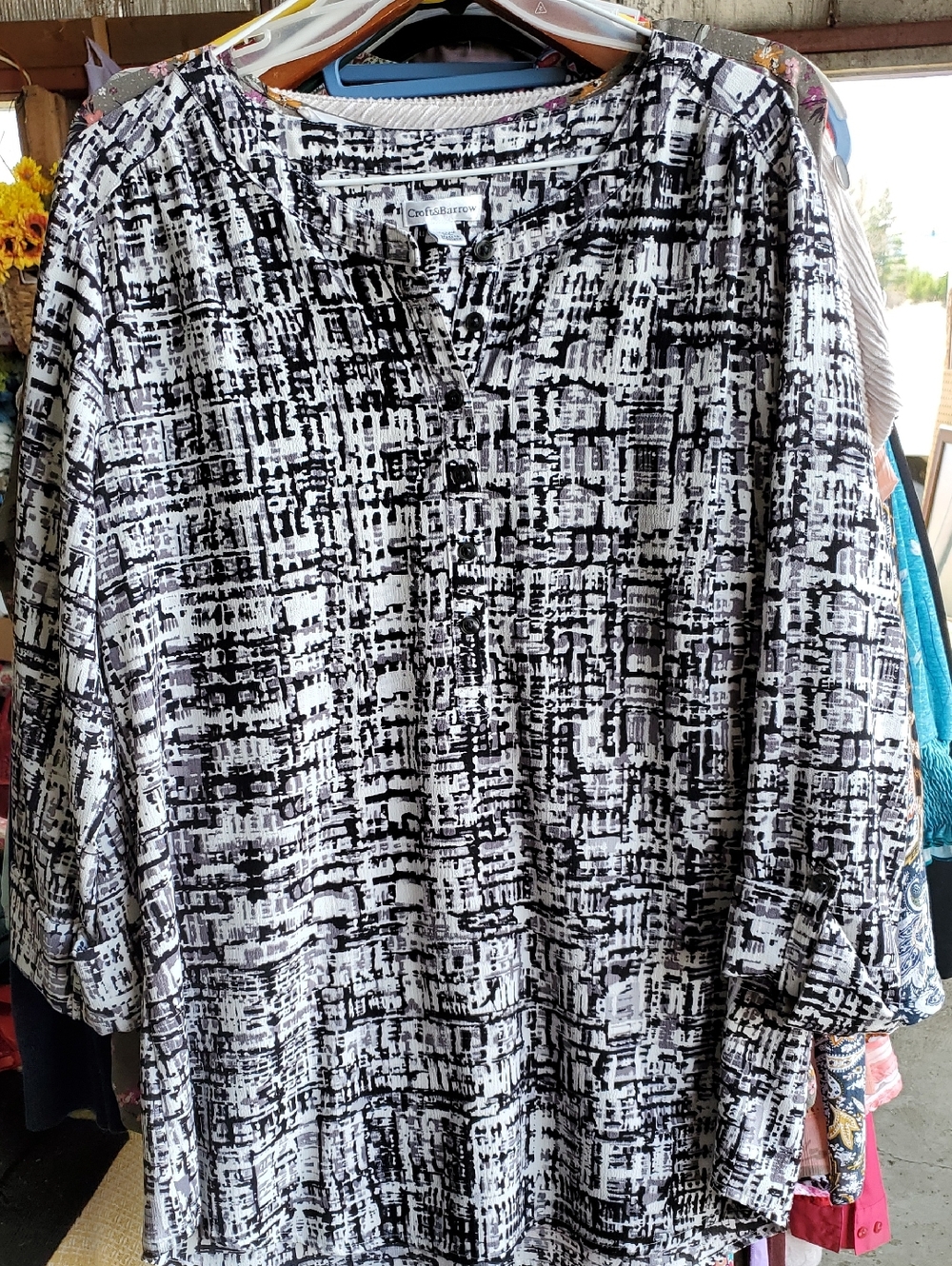Womens XL Croft & Barrow Black And White Tunic